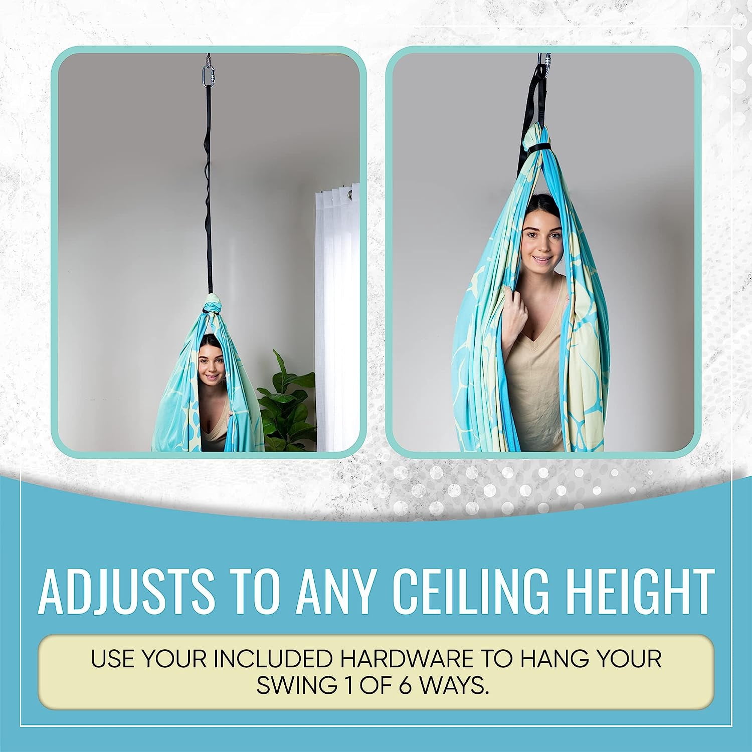 Friendly Cuddle Sensory Swing for Kids & Adults Cocoon Hammock, Marble Blue & Yellow