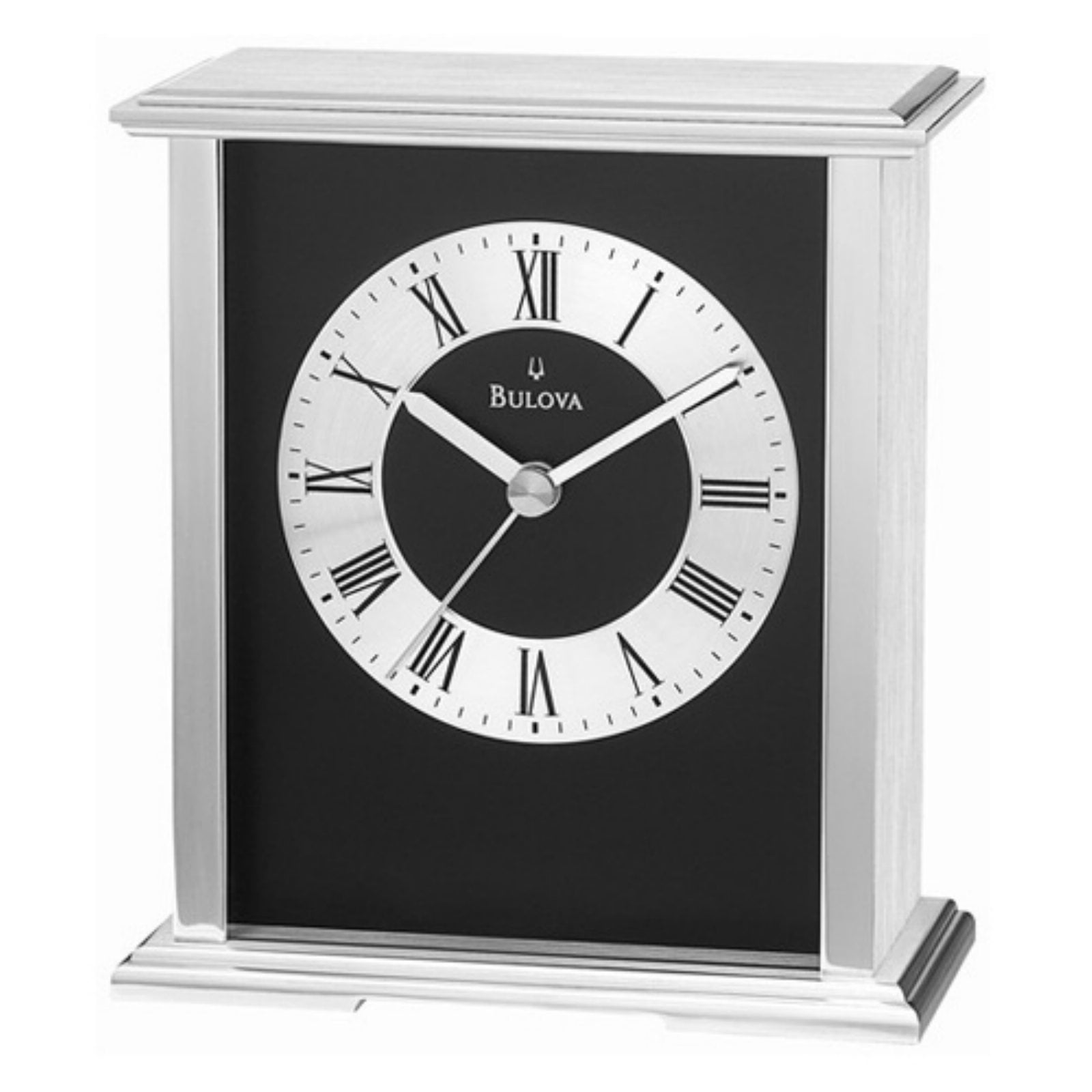 Bulova Baron Silver and Black Mantel Clock