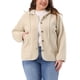 thumbnail image 1 of Chaqueta de forro polar con capucha y peluda para mujer de talla grande Agnes Orinda, manga larga, botón hacia abajo, abrigo casual de peluche con bolsillos 1X beige, 1 of 5