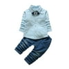 2Pcs Infant Toddler Baby Boys Grid Print Tops +Pants Outfits Clothes Set