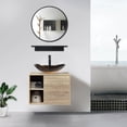 thumbnail image 4 of ELECWISH 24Inch Bathroom Vanity Set Wall Mounted Cabinet with/ Vessel Sink Mirror Shelf , PVC Panel Natural Cabinet with Black Side Panels(Cabinet + Sink), 4 of 7