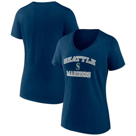 Women's Navy Seattle Mariners Heart and Soul V-Neck T-Shirt