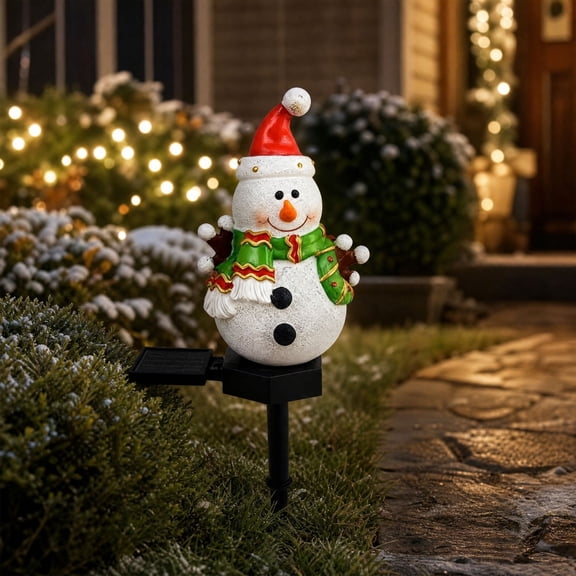 Outdoor Solar Light with Snowman Design, Solar Garden Light for Christmas Decoration, Waterproof Light for Lawn and Garden, 1 Pack