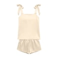 thumbnail image 6 of Stamzod Silk Satin Pajama Set for Women 2 Piece Lounge Pjs Bowknot Cami Tops and Shorts Summer Sleepwear Beige XL, 6 of 6