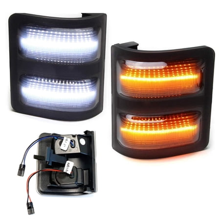 iJDMTOY (2) Smoked Lens Switchback LED Side Mirror Marker Lights For 2008-2016 Ford F-250 F-350 F-450 Super Duty (White: Parking Light  Amber: Turn Signal)