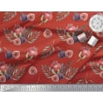 thumbnail image 2 of Soimoi Red Georgette Viscose Fabric Pomegranate & Fig Fruits Fabric Prints By Yard 42 Inch Wide, 2 of 3