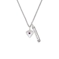 thumbnail image 2 of Delight Jewelry Silvertone Large February - Purple Crystal Heart Silvertone Courage Strength Wisdom Honesty Bar Charm Necklace, 23", 2 of 4