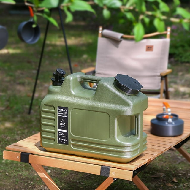 Contenedor de agua para acampar, portador de agua, grueso, versátil, con grifo extraíble, portátil para acampar, emergencias, exteriores, coche, Sin red de almacenamiento