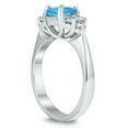 thumbnail image 2 of SZUL Women's Princess Cut 6X6MM Blue Topaz and Diamond Duchess Ring in 10K White Gold, 2 of 4