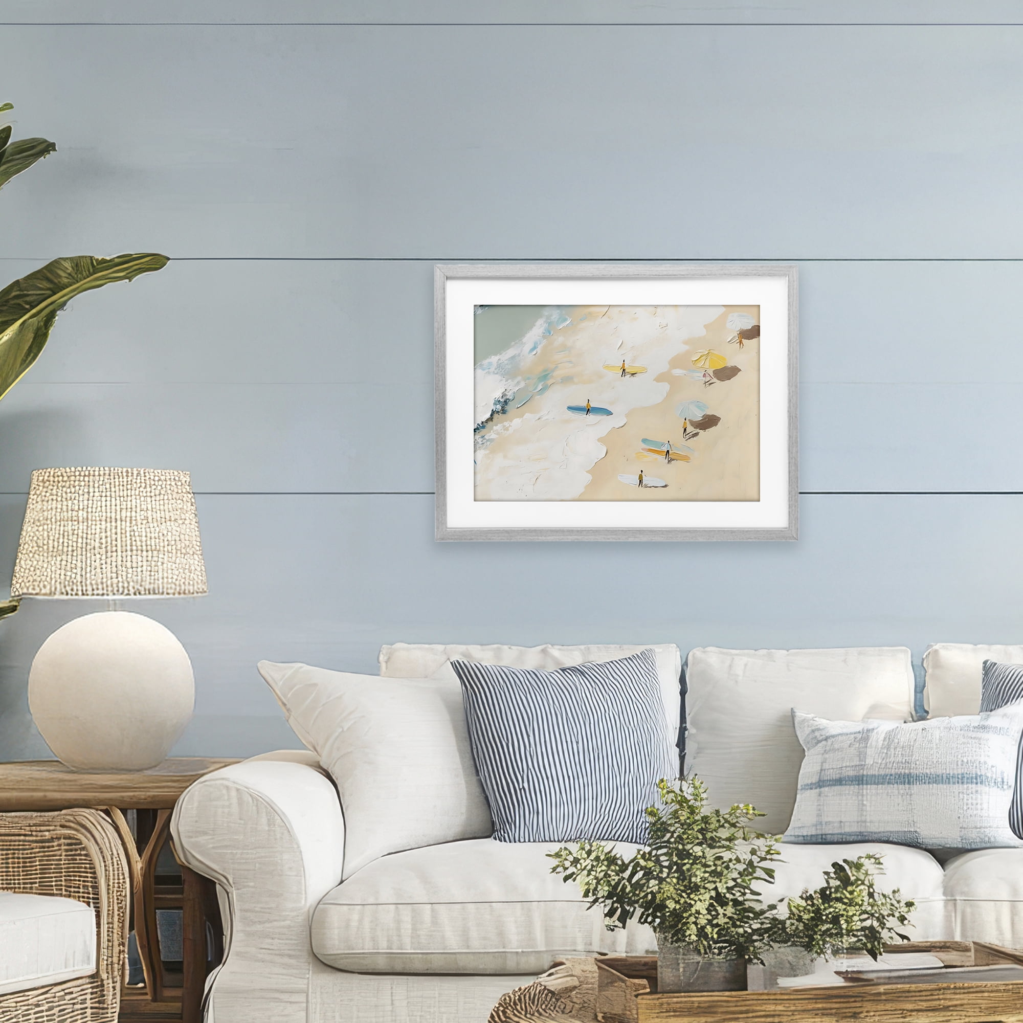 Stupell Industries Beach Surf Summer Scene Gray Framed Print Under Glass, design by LSR Design Studio