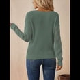 thumbnail image 4 of Suéteres de Larga para Mujer, de Otoño, con Encaje, Cuello en V, de Punto, Hombros Caídos, Jerseys, Tops. Verde M, 4 of 9
