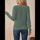 thumbnail image 4 of Suéteres de Larga para Mujer, de Otoño, con Encaje, Cuello en V, de Punto, Hombros Caídos, Jerseys, Tops. Verde M, 4 of 9