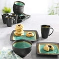 thumbnail image 4 of Gibson Elite Ocean Paradise 16Pc Square Glazed Dinnerware Kitchen Dish Set, Jade, 4 of 6