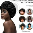 thumbnail image 3 of BLSCODE Silky Satin Hair Bonnet Sleep Cap for Women and Girls - Wide Band Elastic Bonnet with Tie for Curly, Straight Hair Khaki, 3 of 7