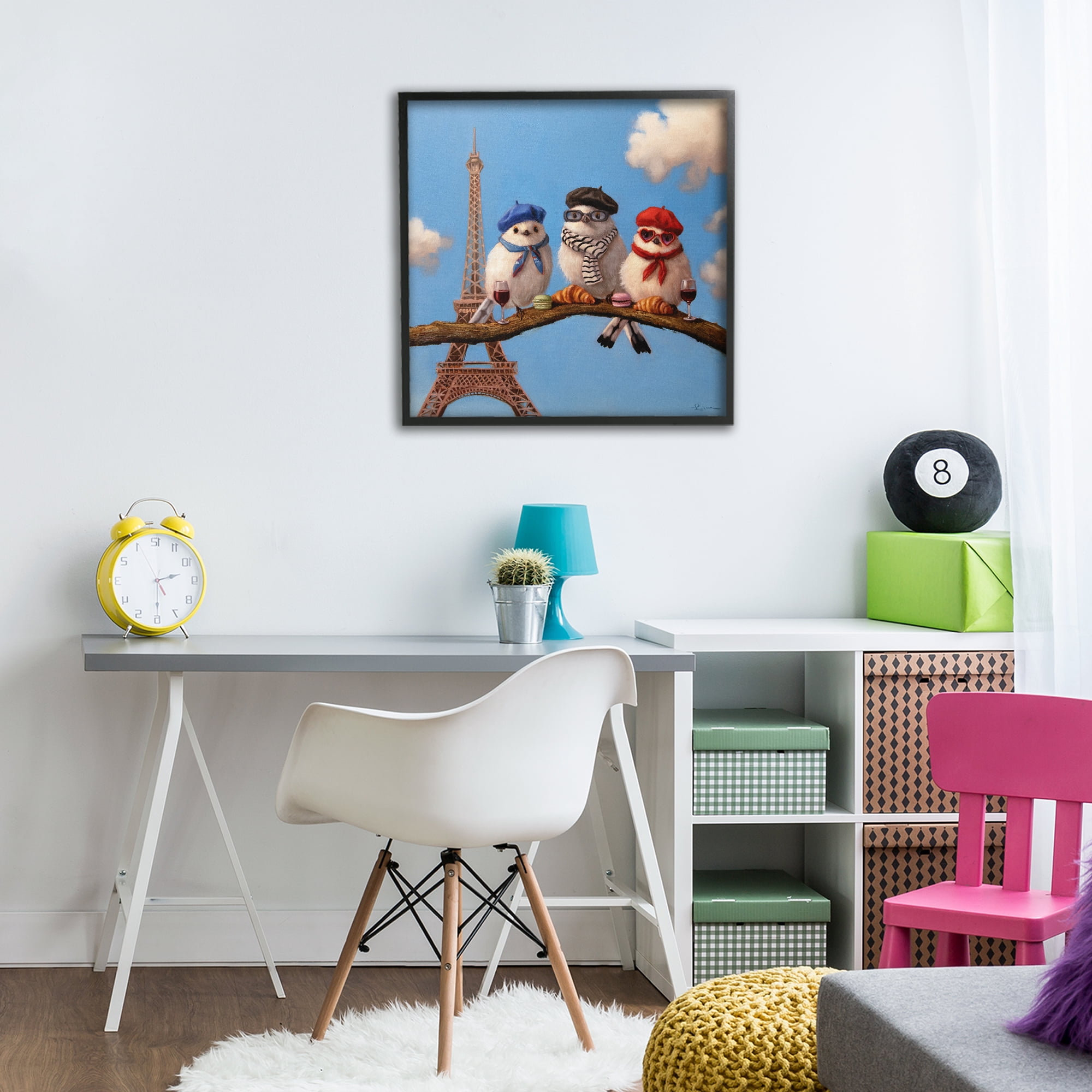 Stupell Industries Parisian Chic Birds in Paris Black Framed Giclee Art, design by Lucia Heffernan