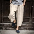 thumbnail image 5 of FNFYFH Men's Baggy Capri Pants Big and Tall Below Knee Casual 3/4 Shorts Summer Drawstring Pants with Pockets, 5 of 5