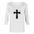 thumbnail image 4 of Yievot 3/4 Length Sleeve Womens Easter Shirts Graphic Printed Tee Loose Crew Neck Womens Tops, 4 of 5