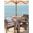 thumbnail image 2 of Easter Bunny Outdoor Tablecloth - 60x60 Inch Square Dining Table Cover, Colorful Eggs Spring Tulips Flower Blue Stripes Waterproof Outdoor Table Cloth with Umbrella Hole & Zipper for Picnic/Patio, 2 of 7