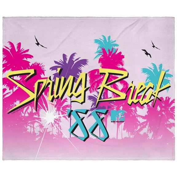 MTV Music Television Spring Break '88 Logo Plush Fleece Throw Blanket Wall Scroll