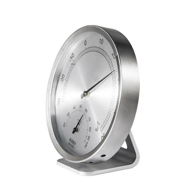 HINTRMENT Durable Metal Hygroscope for Home with Dual Temperature and Humidity Display Silver