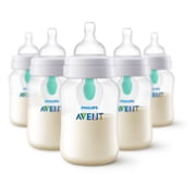 Philips Avent Anti-colic Bottle with AirFree Vent, 9oz, with Flow 2 Nipples, 1M+, 5pk, Clear, SCY703/05
