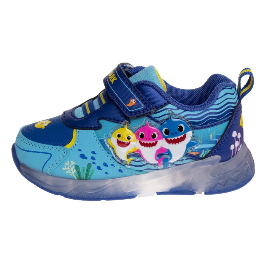 Baby Shark Boys Light Up Hook And Loop Fashion Sneakers. (Toddler Little Kids), Blue, 10