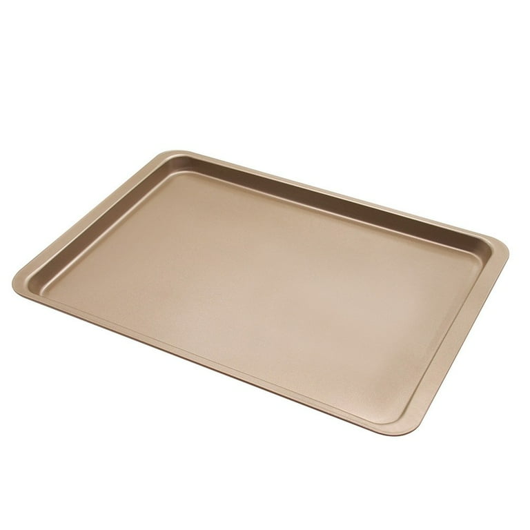 Yannee Baking Sheet Pans 14 Inch,Cookie Tray Toaster Oven Pan Nonstick  Thicken Heavy Carbon Steel No Warp Non Toxic Magnetic Bakeware,Gold