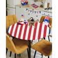 thumbnail image 4 of Memorial Day Freedom White Red Stripe Fitted Round Tablecloths Elastic Edged Table Covers 45"-54",UAS Flag Patriotic Star on Blue Waterproof Dining Room Table Cloth for Kitchen Holiday Party Tables, 4 of 6