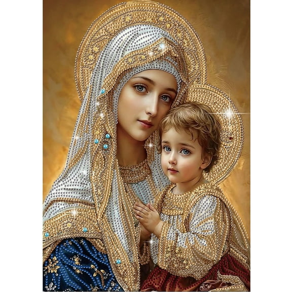 5D DIY Diamond Painting Kit Virgin Mary Creative Craft Suitable for Home Decor Holiday Gift 11.8x15.7in