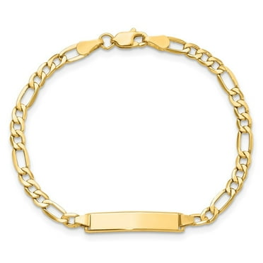 Auriga Fine Jewelry 14K Yellow Gold Semi-Solid Figaro Link Id Bracelet 7 inch for Women