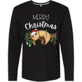 thumbnail image 3 of Inktastic Merry Christmas Cute Sloth with Santa Hat and Lights Long Sleeve T-Shirt, 3 of 5