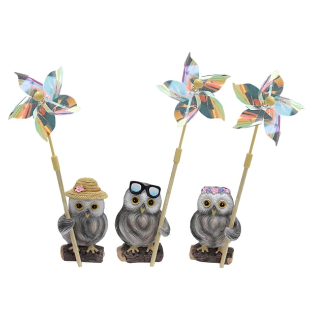 Estatuas de jardín de búho, , adorno de mesa, estatuilla de búho pequeño, adornos de terrario para escritorio, estante exterior,