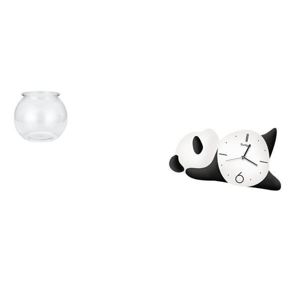 Acuario de escritorio,Pecera pequeña transparente,pecera,jarrón,mesa,Tanque de peces Contenedor de acuario transparente Hogar,Reloj de pared,Reloj de pared Panda Decoración del hogar Lindo