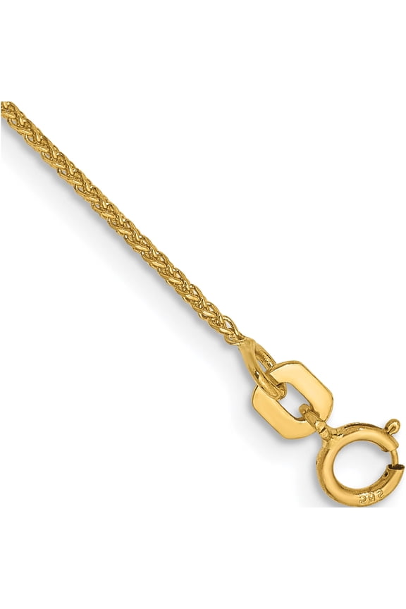 14K Yellow Gold 1.05mm D/C Spiga With Spring Ring Clasp Chain (7 X 1.05) Made In Peru pen130-7