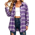 thumbnail image 5 of Lmueinov Flannel Shirts for Women Oversized Long Sleeve Womens Plaid Button Down Shirt Shacket Jacket Fall Fashion Blouses Top, 5 of 6