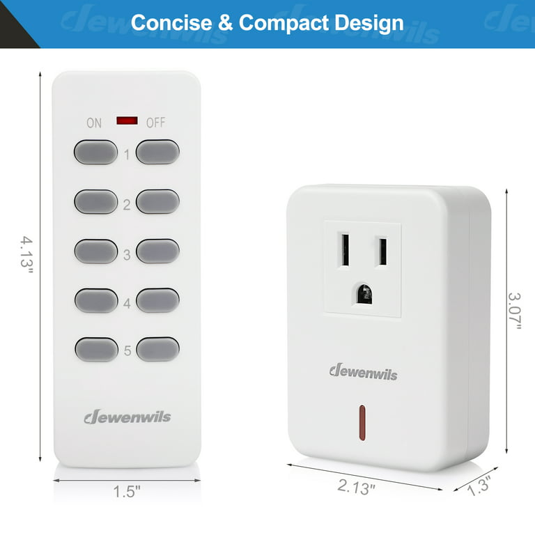DEWENWILS Remote Control Outlet Wireless Wall Mounted Light Switch, Electrical Plug in on Off Power Switch for Lamp, No Wiring, Expandable