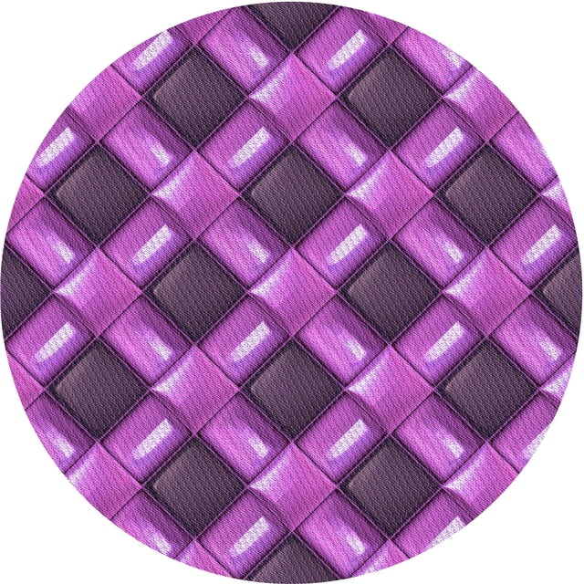 Ahgly Company Tapis Rond Lavable en Machine Intérieur Transitionnel Violet Orchidée Moyen, 4 Pieds Rond