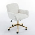 thumbnail image 6 of Xukmct Adjustable Swivel Home Office Chair with Wheels, Faux Fur Computer Chair with Golden Metal Base, White, 6 of 9