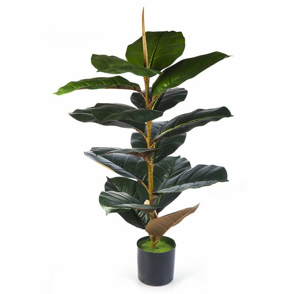 Enova Home 30 Inches Artificial Rubber Plant Leaves Faux Plant In Pot for Home Office Garden Decoration