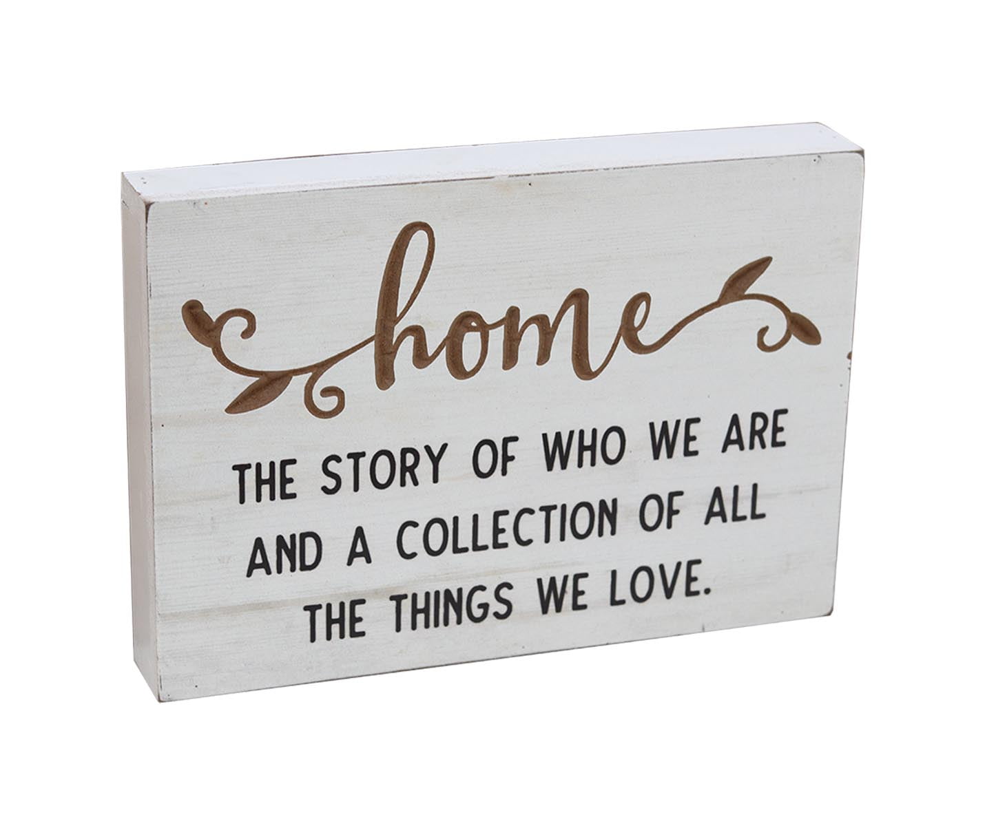 Parisloft Home the Story of Who We Are Carved Wood Sign, Farmhouse Wall Decor, White, 10 x 7 inches