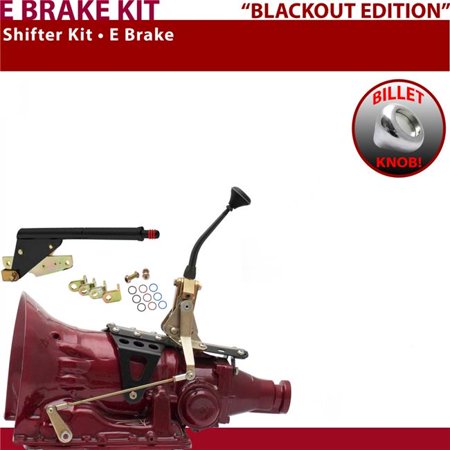 American Shifter 2004R Shifter Kit Black 8 in. E Brake Push Button Floor Handle Billet Knob for EE19D