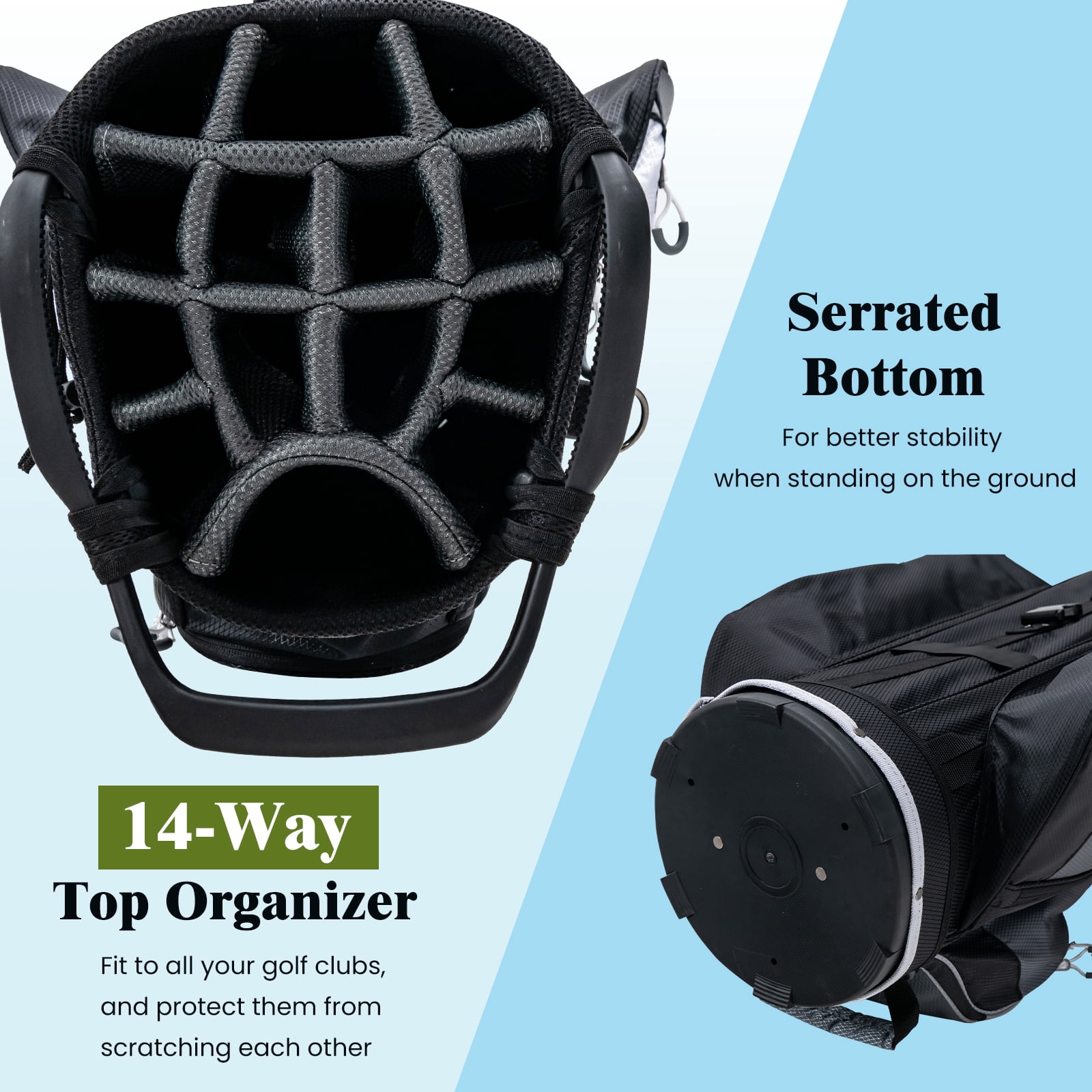 Topbuy Golf Cart Bag 14 Dividers Top Clubs Organizer with 7 Pockets Including Cooler Bag Rain Hood/Dust Cover