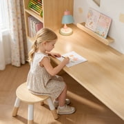 Guqiart Kids Desk and Chair Set with 5 Storage Cabinets, 71 Wooden Study Drawing Table with Bookshelves