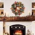 thumbnail image 7 of Halloween Wreath Decoration, Skeleton White Pumpkin Maple Leaf Wreath, Simulation Fall Autumn Door Hanging Garland for Halloween Thanksgiving Home Decor, 7 of 7