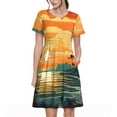 thumbnail image 1 of Disketp Tropical Sunset Paradise para Vestido de Manga Corta para Mujeres, Vestidos de Verano para Mujeres, Casual y Holgado para la Playa, 1 of 6