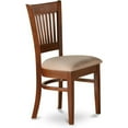 thumbnail image 3 of FurniFact Dining Chairs Set of 2, Espresso Finish, Linen Fabric Seat, Slatted Back, 3 of 5