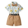 thumbnail image 3 of YTDSCS Baby Boys Gentleman Suit Clothes, Kids Floral Print Short Sleeve Shirt with Bowtie + Shorts 4PCS Set Send Belt for 9 Months-6 Years, 3 of 9