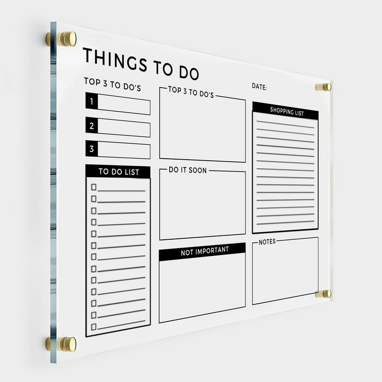 Horizontal Wall Calendar To Do List and Tracker w Side Headers - 18x14  inches - Gold Hardware - Walmart.com