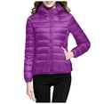 thumbnail image 6 of felwors Women's Ultralight Packable Hooded Down Jacket Puffer Down Coats Dark Purple, M, 6 of 6