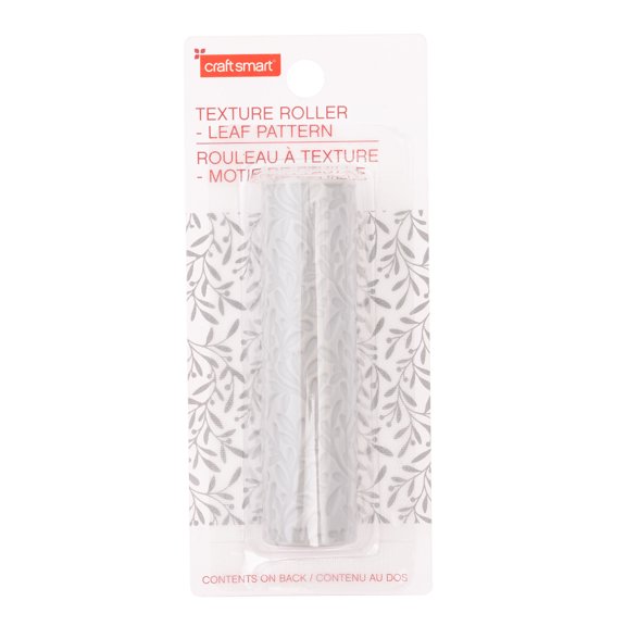 Craft Smart 3.25" Leaf Pattern Texture Roller - Embossed Plastic Clay Tool for Continuous Designs, Easy to Clean, 12 Pack
